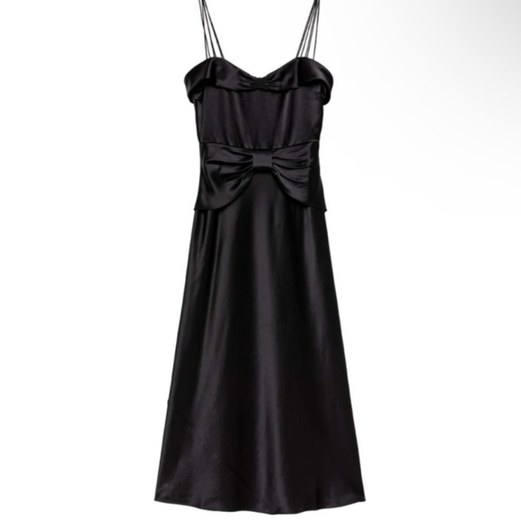 Doen Dresses & Skirts - NWT Doen Donetta Satin Silky Sweetheart Strappy A Line Midi Gown Dress Black